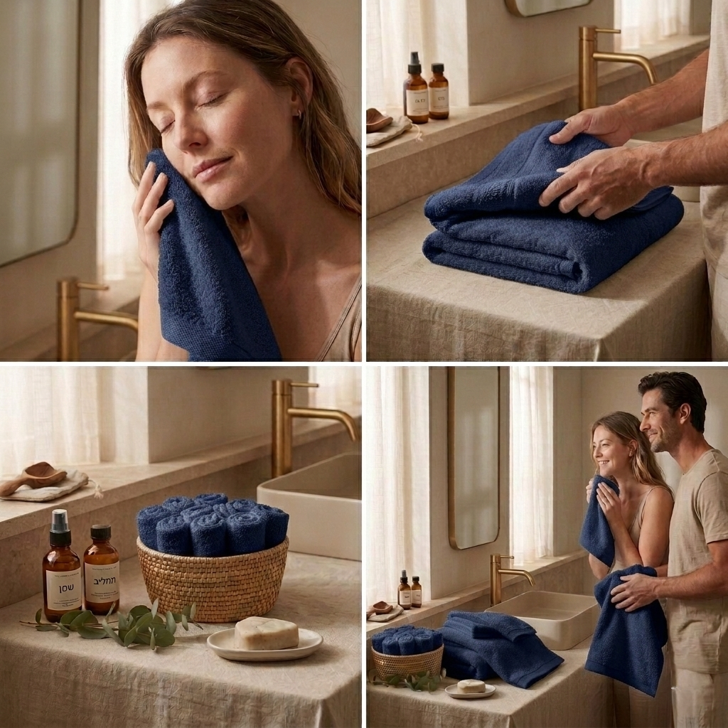 Deep Navy Luxury: מארז 18 מגבות פרימיום 650 גרם