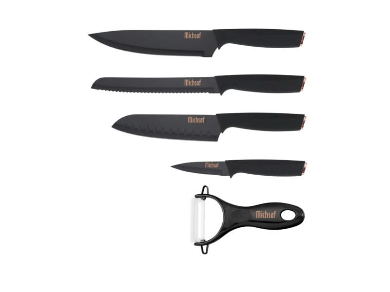 סט 4 סכינים וקולפן דגם ענבר מבית MICHSAF