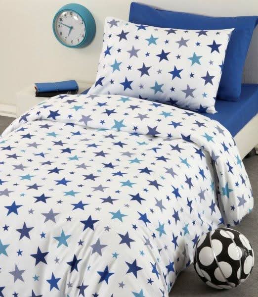 מצעי כותנה דגם כוכבים כחול