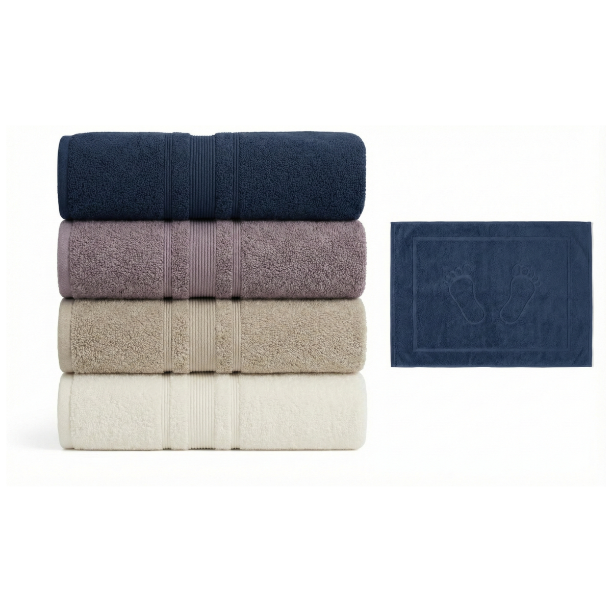 באנדל 4 מגבות פרימיום 600 גרם ומגבת רגליים