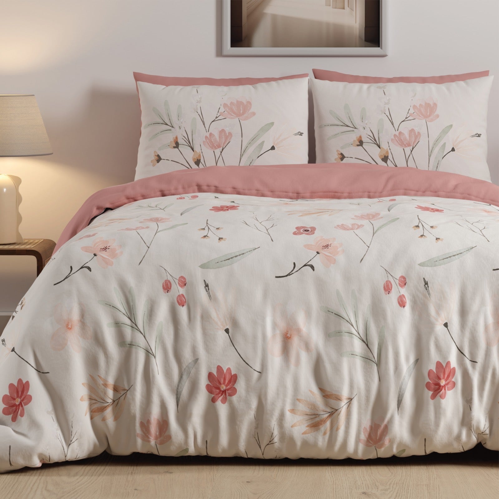 סט מצעים 100% כותנה דגם- דניאלה פריחה זוגית