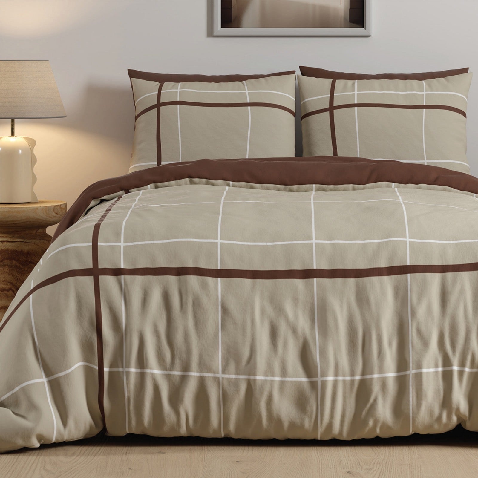 סט מצעים 100% כותנה דגם- פולינונת מוקה