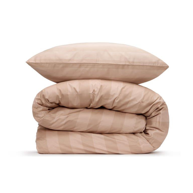 סט כותנה סאטן 500 – ורוד פסים | תינוק | ילדים יחיד | מיטה וחצי