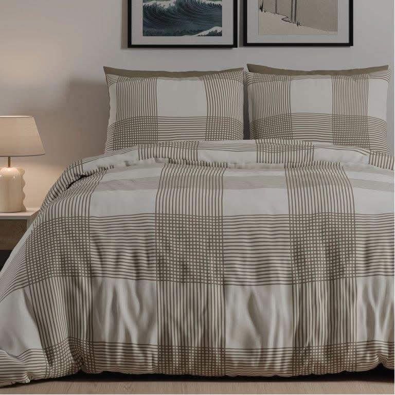 מצעי פלנל דגם לונדון חום - פספרטו