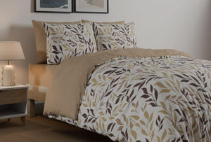 מצעי פלנל דגם סתיו חום - פספרטו