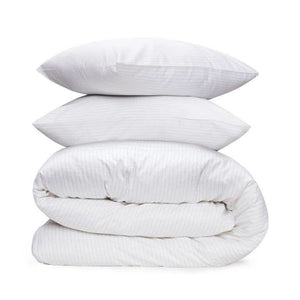 פספרטו – כותנה מצרית - מצעי סאטן 500 לבן פסים דקים אפורים לבן