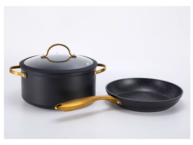 פספרטו – סט מחבת 24 ס"מ +סיר 24 ס"מ סדרת Black &Gold מבית MICHSAF black