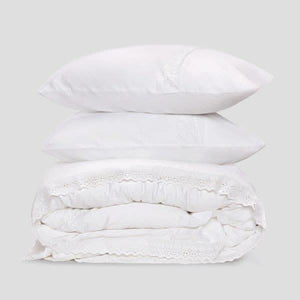 פספרטו – Luxury White כותנה מצרית - סט סאטן 300 עם תחרה white