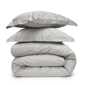 פספרטו – כותנה מצרית -סט סאטן 500 אפור עם מסגרת רקומה בלבן Luxury Passparto לבן