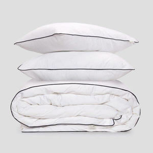 פספרטו – כותנה מצרית - סט סאטן 500 עם פספול שחור Luxury White שחור