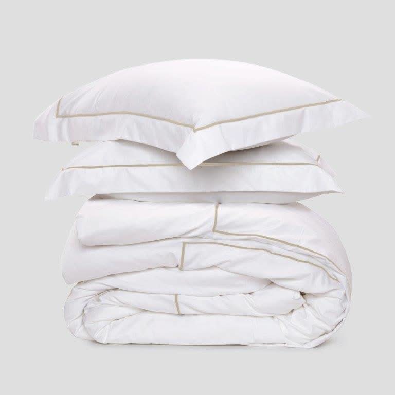 פספרטו – כותנה מצרית -  סט סאטן 500 עם מסגרת רקומה בזהב Luxury White white