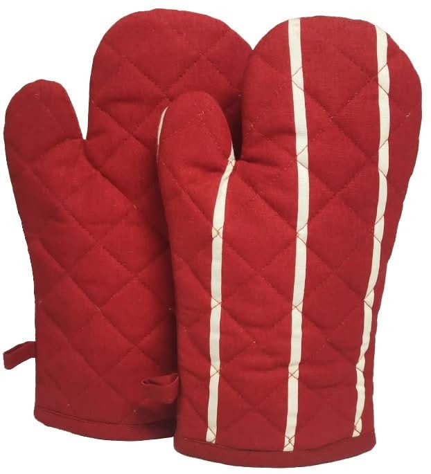 זוג כפפות מטבח אדומות עם פס לבן - פספרטו