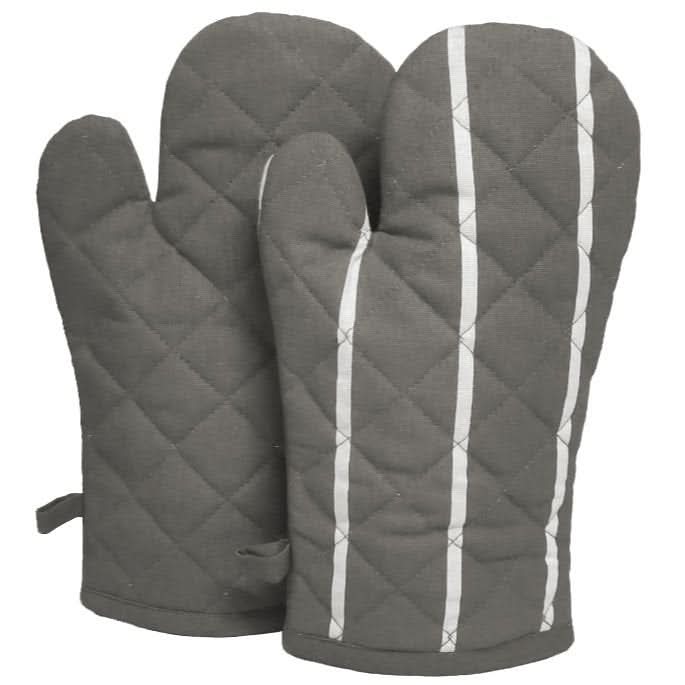 זוג כפפות מטבח אפורות עם פס לבן - פספרטו