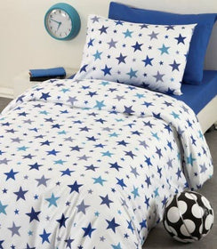 מצעי כותנה דגם כוכבים כחול