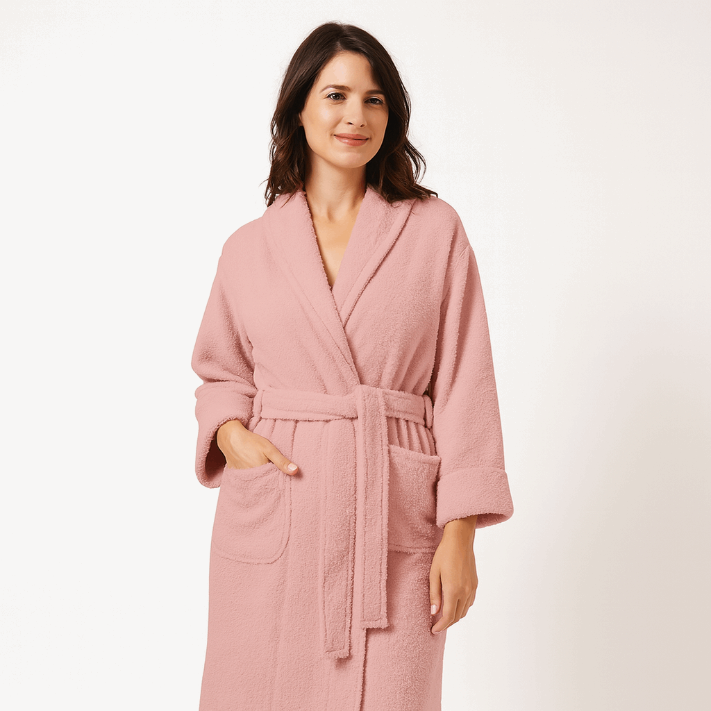 חלוק רחצה למבוגר ורוד בהיר