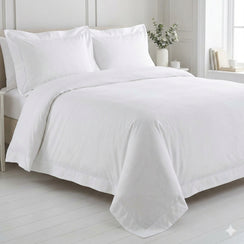 כותנה מצרית - סט סאטן 500 עם מסגרת רקומה בלבן Luxury White