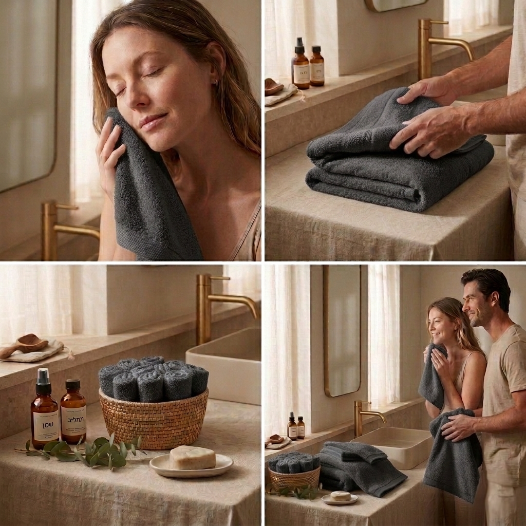 Modern Charcoal: מארז 18 מגבות פרימיום 650 גרם בצבע אפור כהה