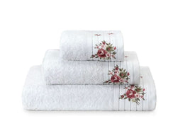 פספרטו – מגבת רקמת פרחים – לבן 40/60 לבן