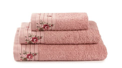 פספרטו – מגבת רקמת פרחים – ורוד 40/60