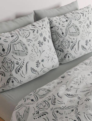 מצעי פלנל דגם אתניק אפור - פספרטו