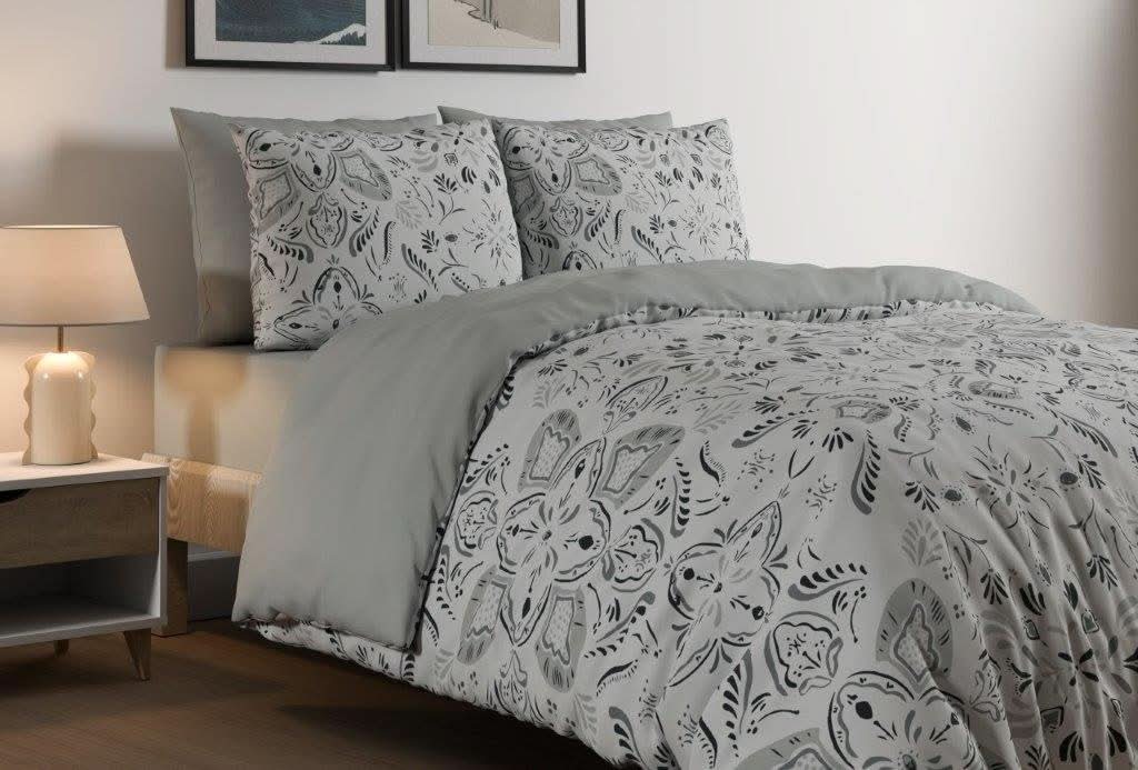 מצעי פלנל דגם אתניק אפור - פספרטו