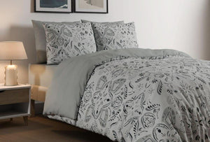 מצעי פלנל דגם אתניק אפור - פספרטו