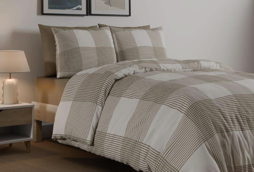 מצעי פלנל דגם לונדון חום - פספרטו