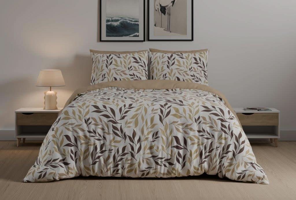 מצעי פלנל דגם סתיו חום - פספרטו