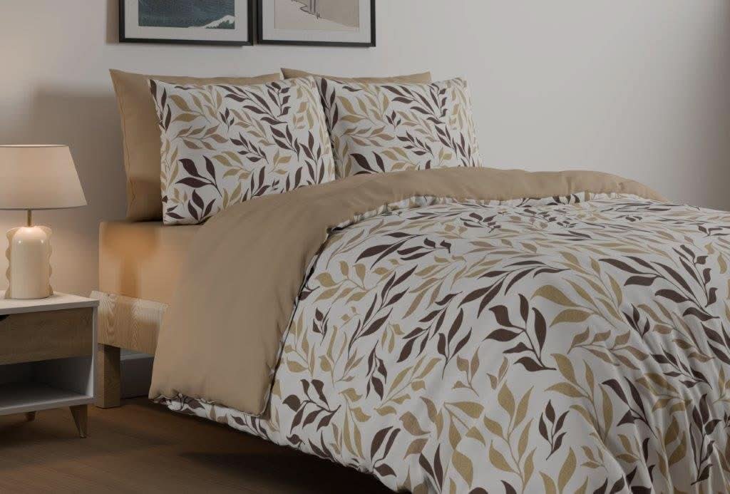 מצעי פלנל דגם סתיו חום - פספרטו