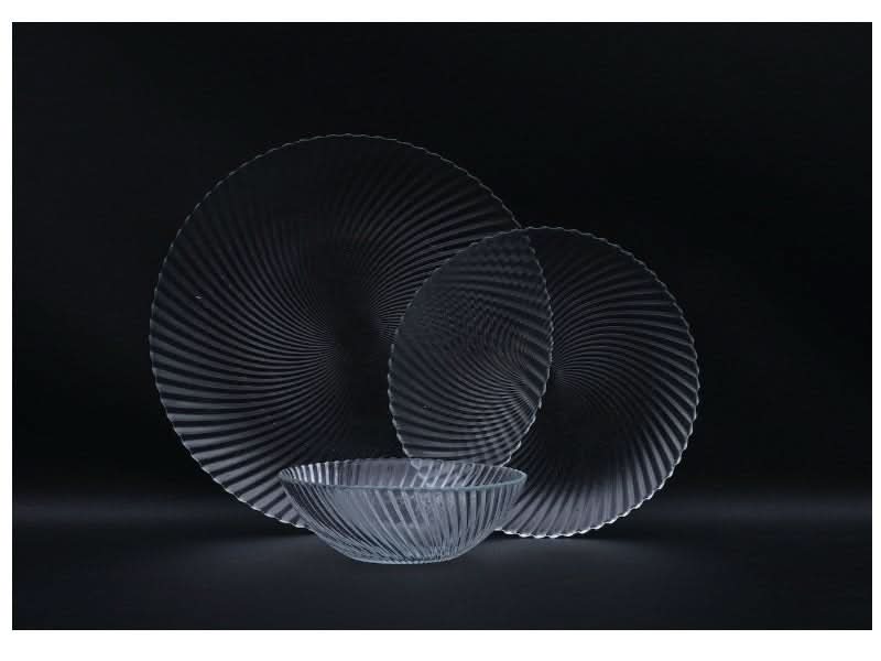 מערכת צלחות ל - 6 סועדים 18 חלקים זכוכית מבית MICHSAF - פספרטו