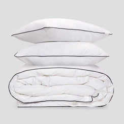 פספרטו – כותנה מצרית - סט סאטן 500 עם פספול שחור Luxury White שחור